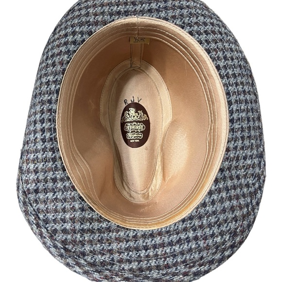 Vintage Pedigree Fifth Avenue New York Fedora Wool Hat L Large Gray Houndstooth - Picture 5 of 13